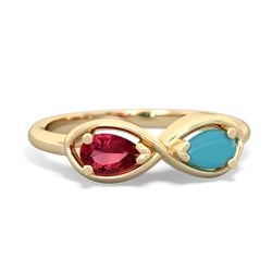 Lab Ruby Infinity 14K Yellow Gold ring R5050