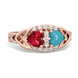 Lab Ruby Sparkling Celtic Knot 14K Rose Gold ring R2645