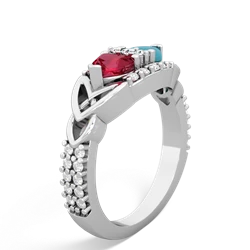 Lab Ruby Sparkling Celtic Knot 14K White Gold ring R2645