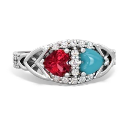 Lab Ruby Sparkling Celtic Knot 14K White Gold ring R2645