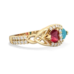 Lab Ruby Sparkling Celtic Knot 14K Yellow Gold ring R2645