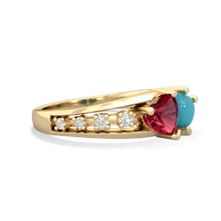 Lab Ruby Heart To Heart 14K Yellow Gold ring R3342