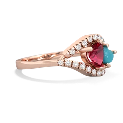 Lab Ruby Mother And Child 14K Rose Gold ring R3010