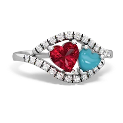 Lab Ruby Mother And Child 14K White Gold ring R3010