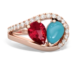 Lab Ruby Nestled Heart Keepsake 14K Rose Gold ring R5650