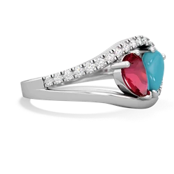 Lab Ruby Nestled Heart Keepsake 14K White Gold ring R5650