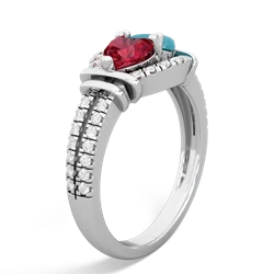 Lab Ruby Art-Deco Keepsake 14K White Gold ring R5630