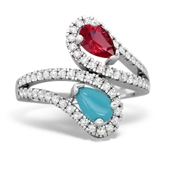 Lab Ruby Diamond Dazzler 14K White Gold ring R3000