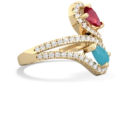 Lab Ruby Diamond Dazzler 14K Yellow Gold ring R3000