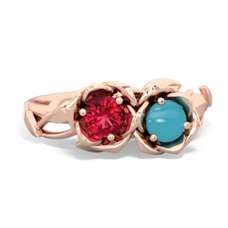 Lab Ruby Rose Garden 14K Rose Gold ring R5510