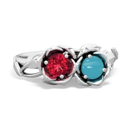 Lab Ruby Rose Garden 14K White Gold ring R5510