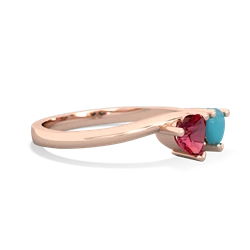 Lab Ruby Sweethearts 14K Rose Gold ring R5260