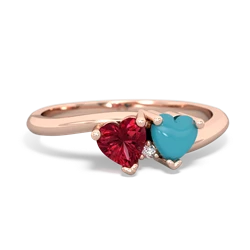 Lab Ruby Sweethearts 14K Rose Gold ring R5260