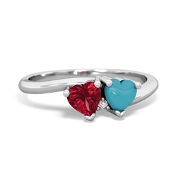 Lab Ruby Sweethearts 14K White Gold ring R5260