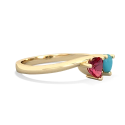 Lab Ruby Sweethearts 14K Yellow Gold ring R5260