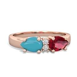 Lab Ruby Pear Bowtie 14K Rose Gold ring R0865