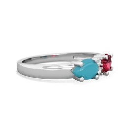 Lab Ruby Pear Bowtie 14K White Gold ring R0865