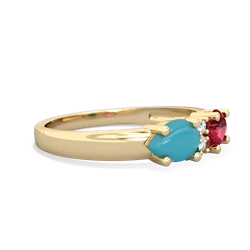 Lab Ruby Pear Bowtie 14K Yellow Gold ring R0865