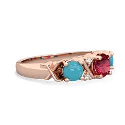 Lab Ruby Hugs And Kisses 14K Rose Gold ring R5016