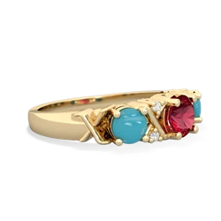 Lab Ruby Hugs And Kisses 14K Yellow Gold ring R5016