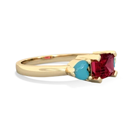 Lab Ruby Three Stone 14K Yellow Gold ring R5235