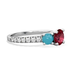 Lab Ruby Pave Trellis 14K White Gold ring R5500