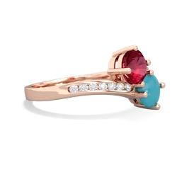 Lab Ruby Channel Set Two Stone 14K Rose Gold ring R5303