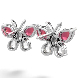 Lab Ruby Butterfly 14K White Gold earrings E2215