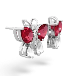 Lab Ruby Butterfly 14K White Gold earrings E2215