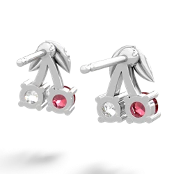 Lab Ruby Sweet Cherries 14K White Gold earrings E7001