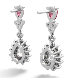 Lab Ruby Halo Pear Dangle 14K White Gold earrings E1882