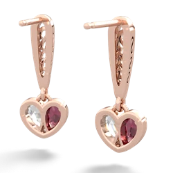 Lab Ruby Filligree Heart 14K Rose Gold earrings E5070