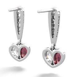 Lab Ruby Filligree Heart 14K White Gold earrings E5070