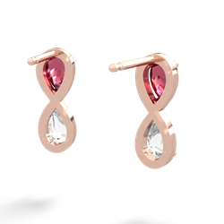 Lab Ruby Infinity 14K Rose Gold earrings E5050