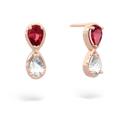 Lab Ruby Infinity 14K Rose Gold earrings E5050