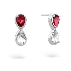 Lab Ruby Infinity 14K White Gold earrings E5050