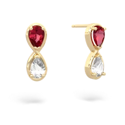 Lab Ruby Infinity 14K Yellow Gold earrings E5050