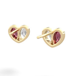 Lab Ruby 'Our Heart' 14K Yellow Gold earrings E5072