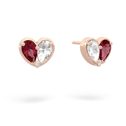 Lab Ruby 'Our Heart' 14K Rose Gold earrings E5072