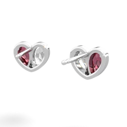 Lab Ruby 'Our Heart' 14K White Gold earrings E5072