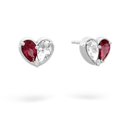 Lab Ruby 'Our Heart' 14K White Gold earrings E5072