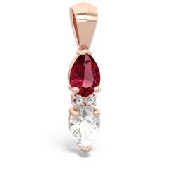 Lab Ruby Bowtie Drop 14K Rose Gold pendant P0865