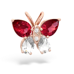 Lab Ruby Butterfly 14K Rose Gold pendant P2215