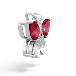 Lab Ruby Butterfly 14K White Gold pendant P2215