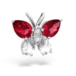 Lab Ruby Butterfly 14K White Gold pendant P2215