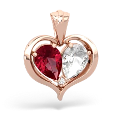 Lab Ruby Two Become One 14K Rose Gold pendant P5330