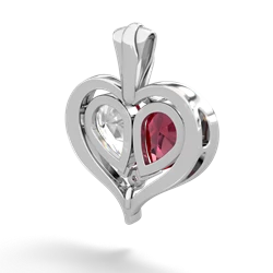 Lab Ruby Two Become One 14K White Gold pendant P5330