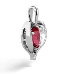 Lab Ruby Two Become One 14K White Gold pendant P5330