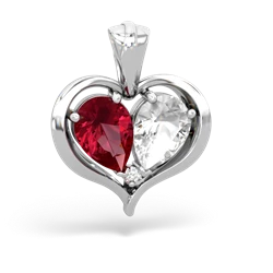 Lab Ruby Two Become One 14K White Gold pendant P5330