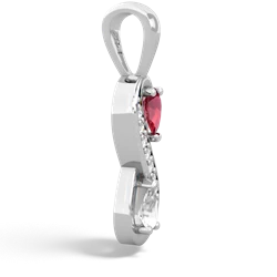 Lab Ruby Diamond Infinity 14K White Gold pendant P5390